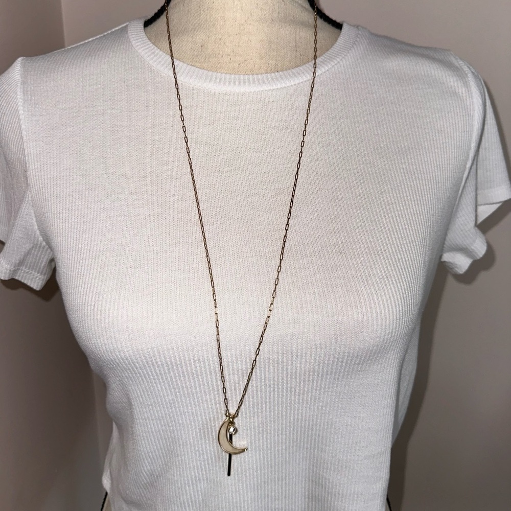 Gold Crescent Moon Pendant Necklace